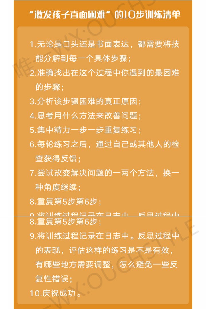 「激發孩子直面困難」的10步訓練清單（原圖）